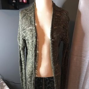 Army green crochet duster